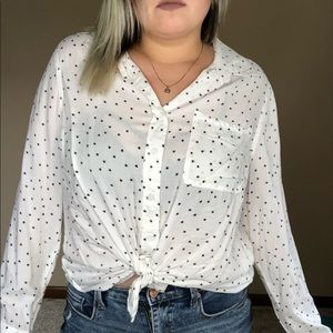White Button Down with Black Stars